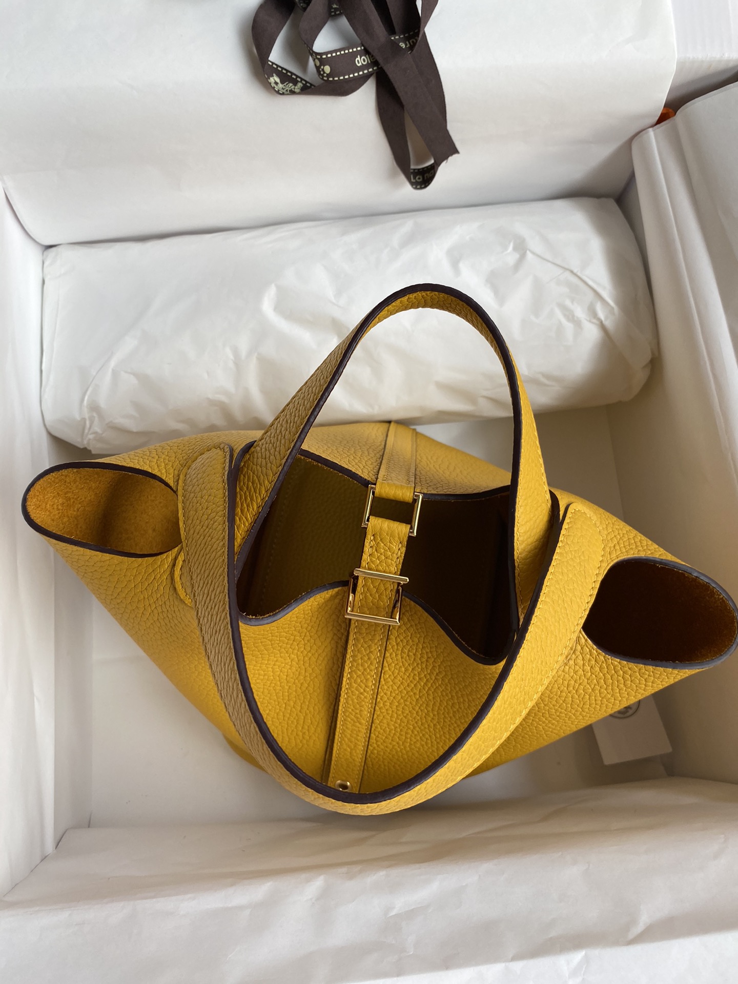 Hermes Picotin Lock 18 Bag In Yellow Amber Clemence Leather